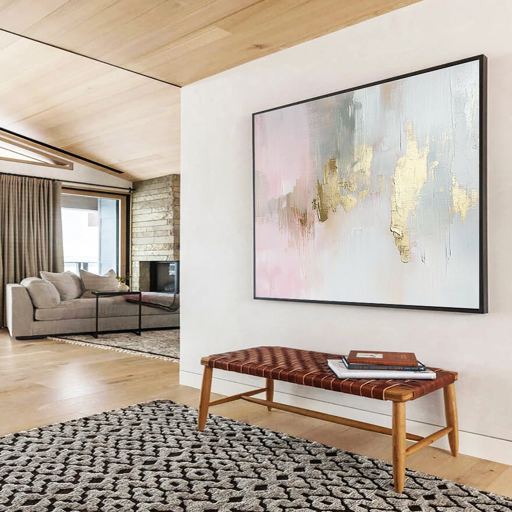 Gold - Accented Pastel Abstract Painting with Subtle Luxurious Touches ABS544