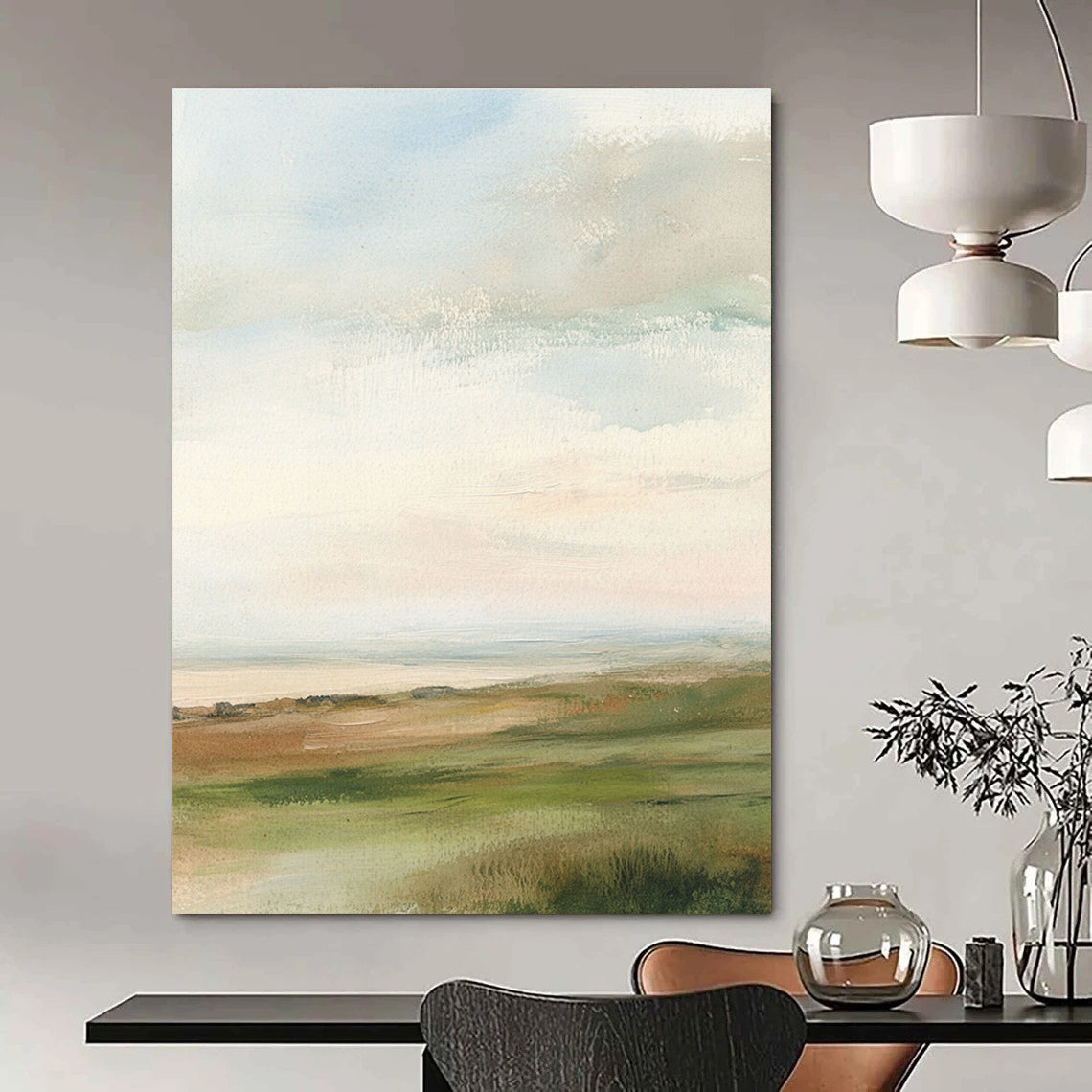 Soft Pastel Landscape Abstract Painting for Coastal - Themed Cafes GAB0982