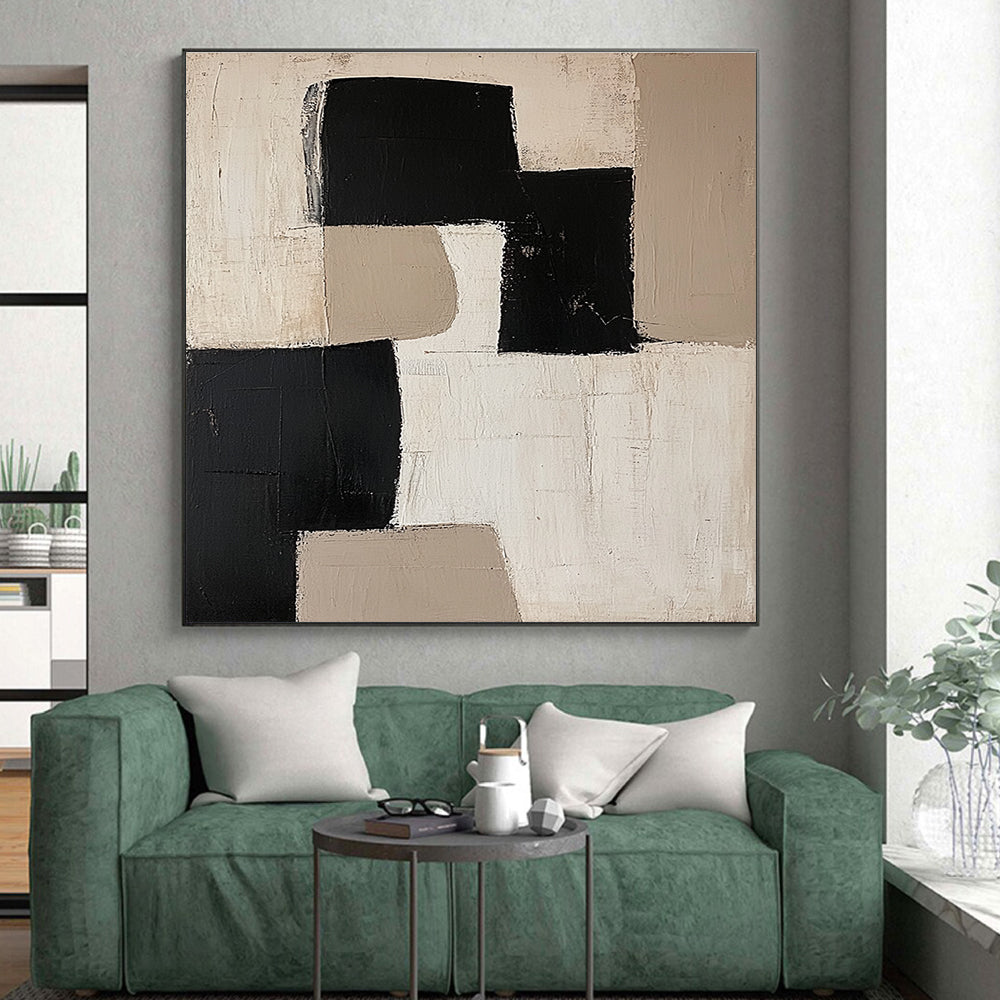 Monochromatic Geometric Blocks Abstract Painting with Subtle Textures WINK230