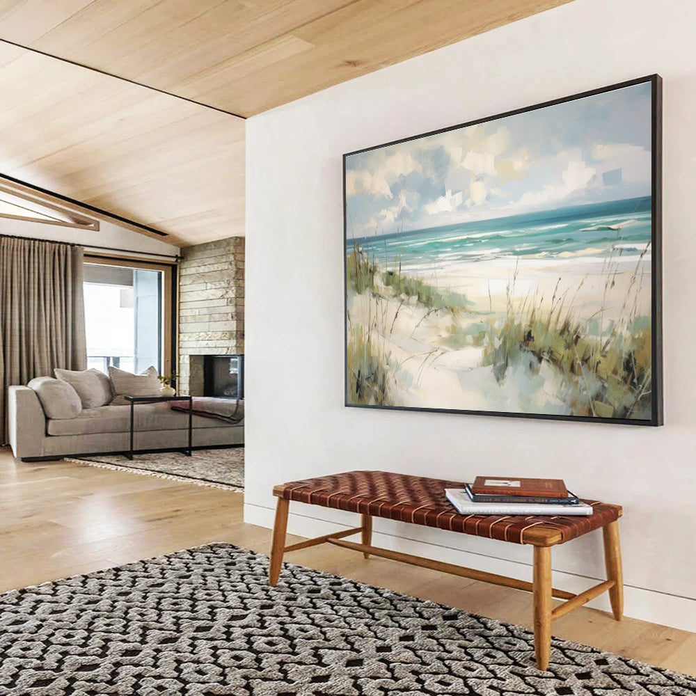 Coastal Beach Abstract Painting for Seaside Resort Lobbies YHT401
