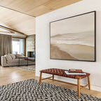 Beige Coastal Abstract Painting for Beachfront Hotel Lobbies YHT397