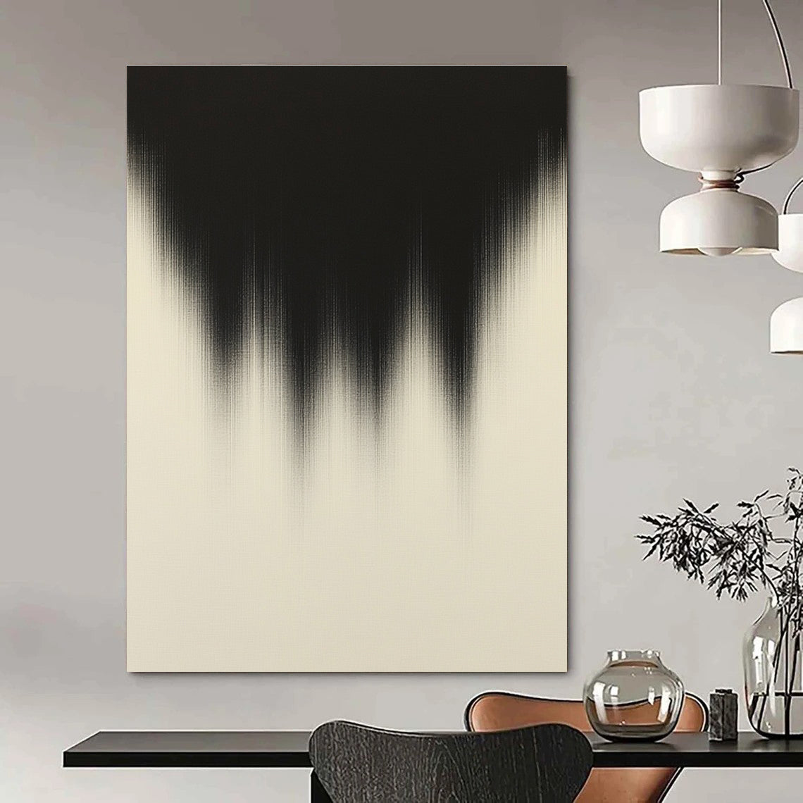 Black and White Gradient Shape Abstract Painting for Modern Art Gallery Installations GAB1368