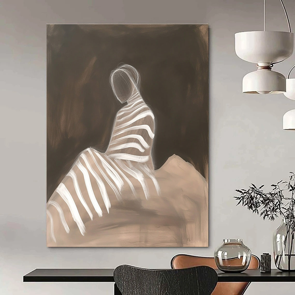 Striped Figure Abstract Painting for Modern Art Gallery Exhibits GAB1330