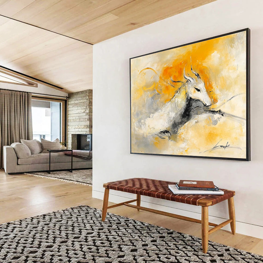 Mythical Creature Abstract Painting with Ethereal, Imaginative Presence ABS499