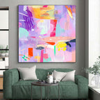 Pastel - hued Abstract Collage Painting with Dreamy Whimsy WINK299