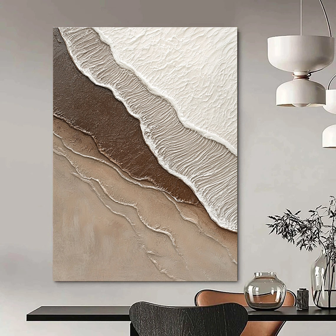 Multi - brown Wavy Textures Abstract Painting with Earthy Vibes GAB0076