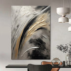 Silver - Gold - Black Abstract Painting for Luxury Home Interiors HENG126