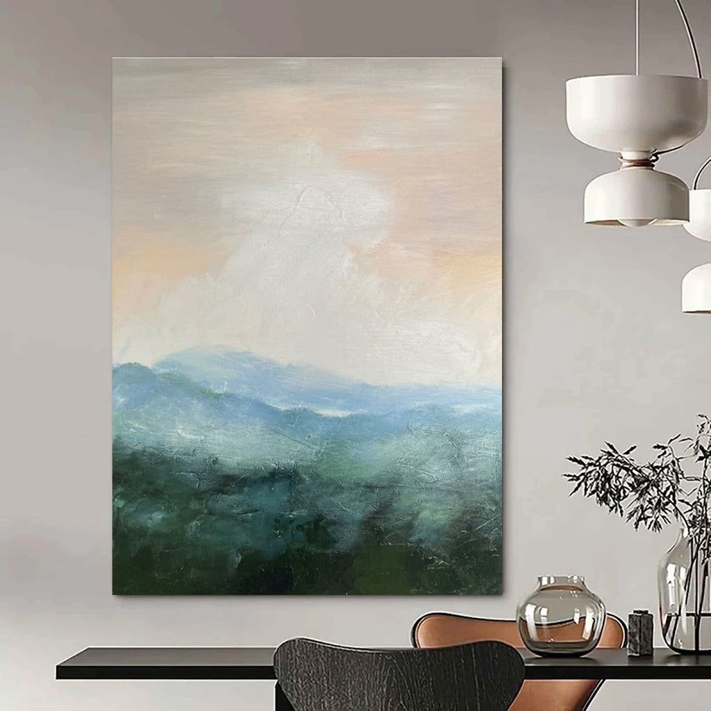 Misty Mountain Abstract Painting for Spa Retreat Relaxation Areas HENG010