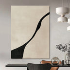 Curved Black Line Abstract Painting for Monochrome - Themed Hallways GAB1384