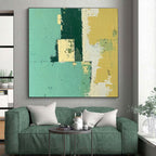 Teal and Yellow Blocks Abstract Painting with Cheerful Contrast WINK108