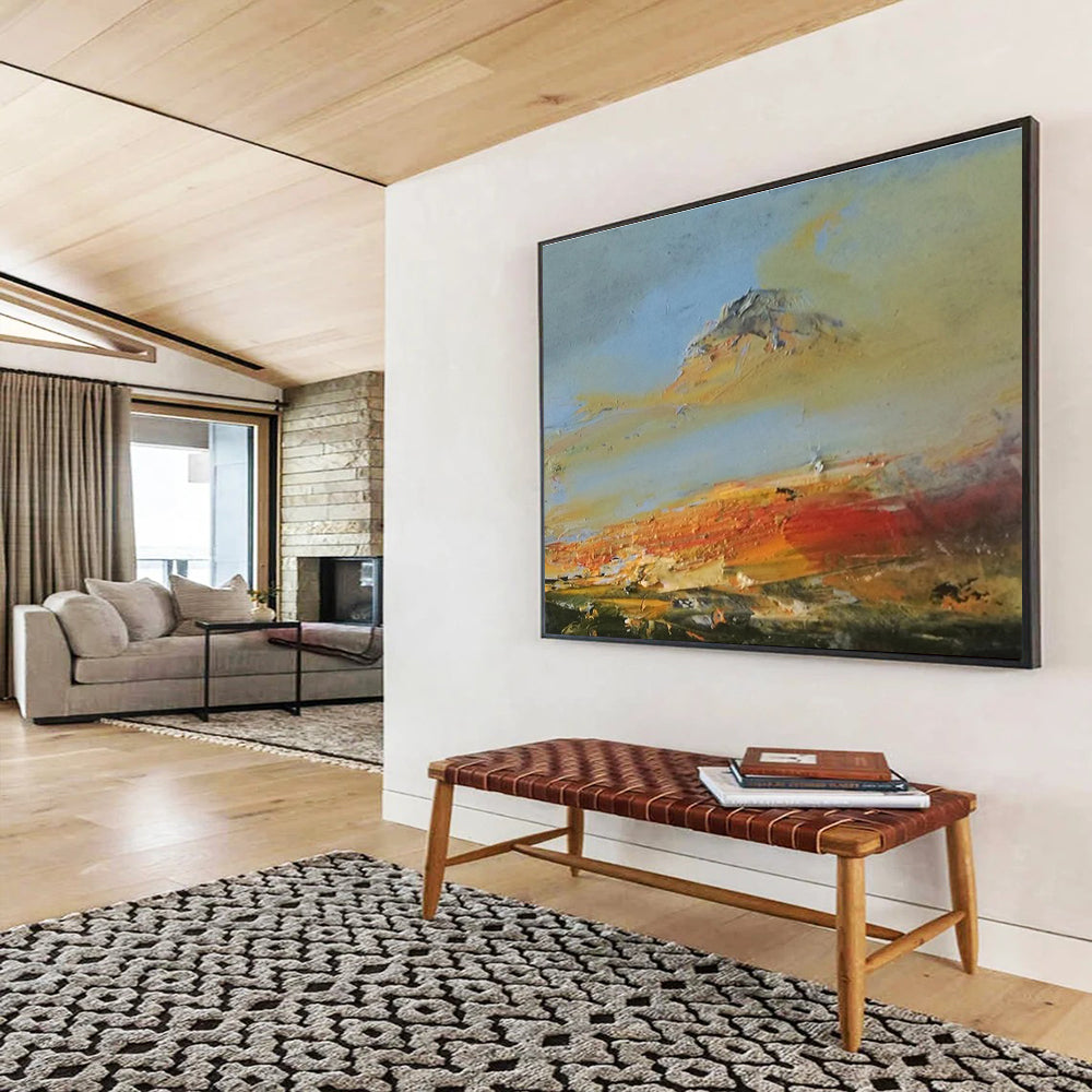 Mountain Sunset Abstract Vibrant Landscape Painting for Art - Loving Homes YHT041