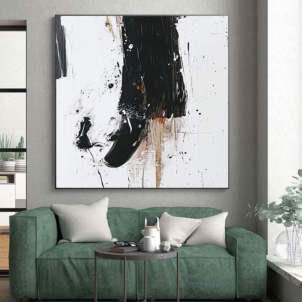 Black White Abstract Details Painting with Intricate Marks WINK638