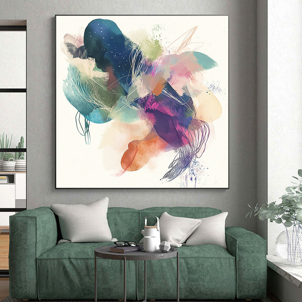 Colorful Ink - like Abstract Painting with Whimsical Fluidity WINK275