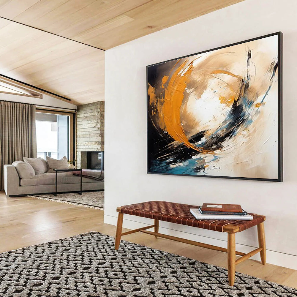 Dynamic Swirl Abstract Painting for Energetic Interiors YHT097