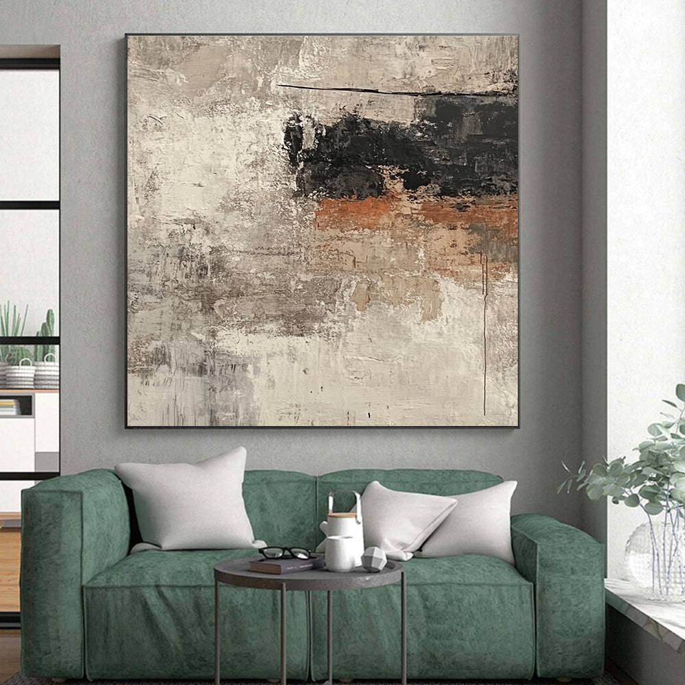 Textured Gray and Black Abstract Painting with Raw Depth WINK155