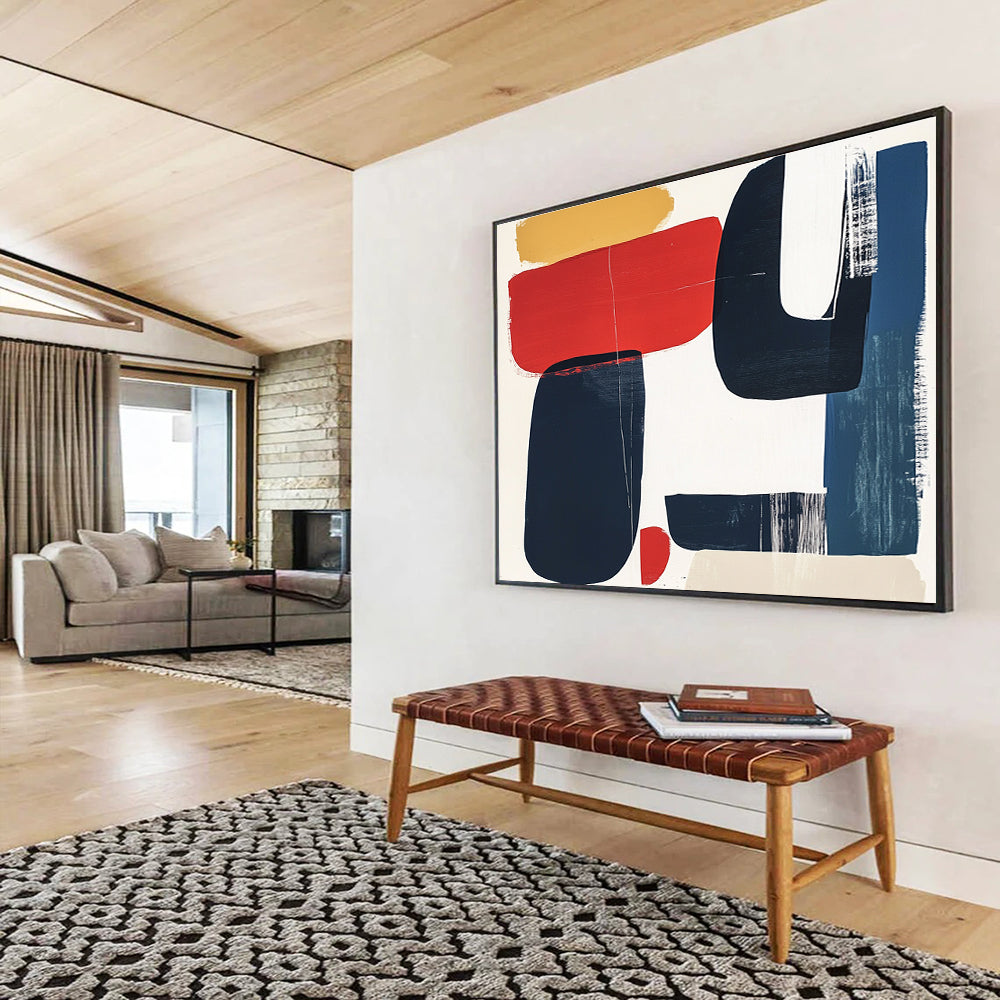 Dynamic Geometric Abstract with Red and Black ABS083