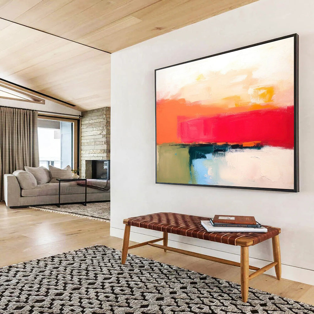 Bold Color Block Abstract Painting for Energetic Interiors YHT055
