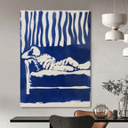 Blue and White Figure Minimalist Abstract Painting GAB0369