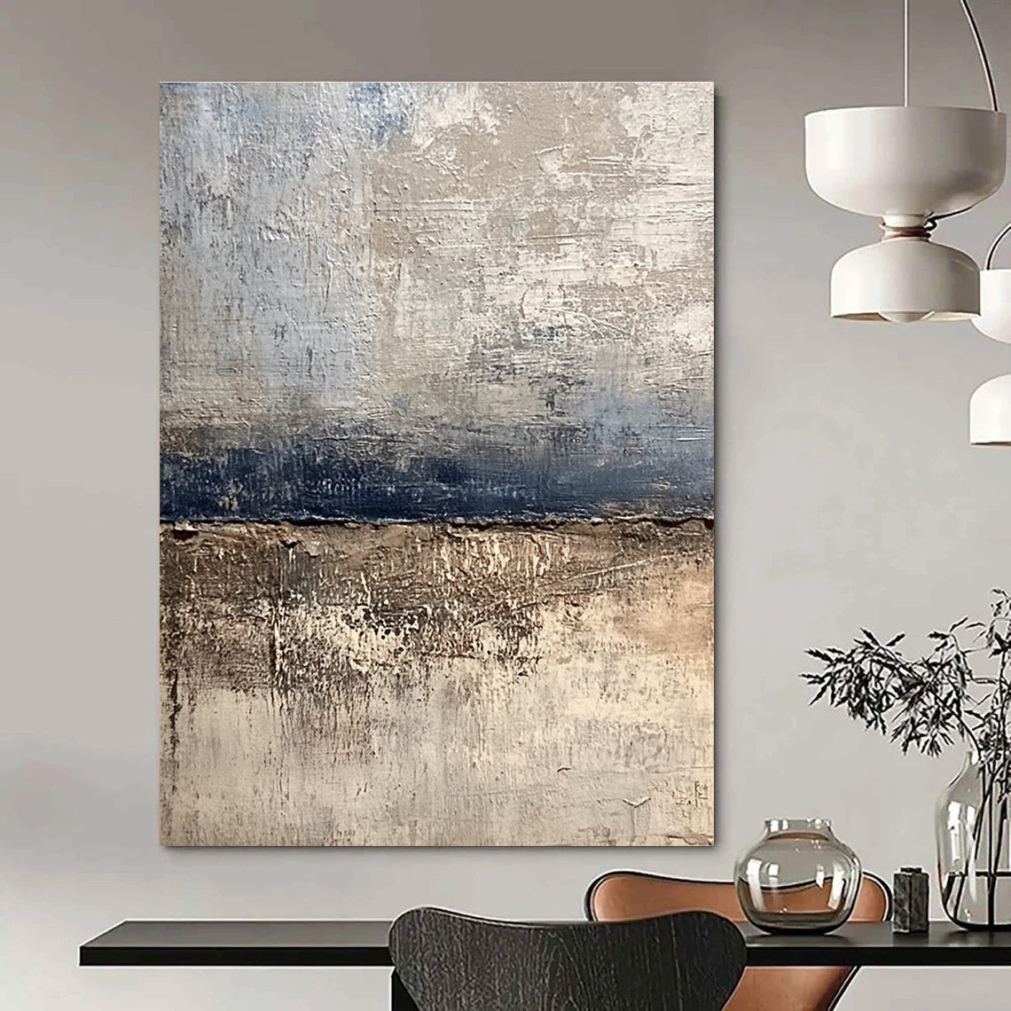 Textured Neutral Stripes - Subtle Abstract Landscape Art GAB0446