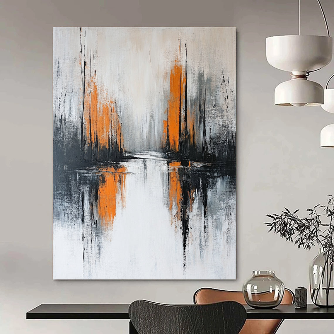Monochrome Landscape - Inspired Abstract Painting for Modern Living Rooms GAB0873