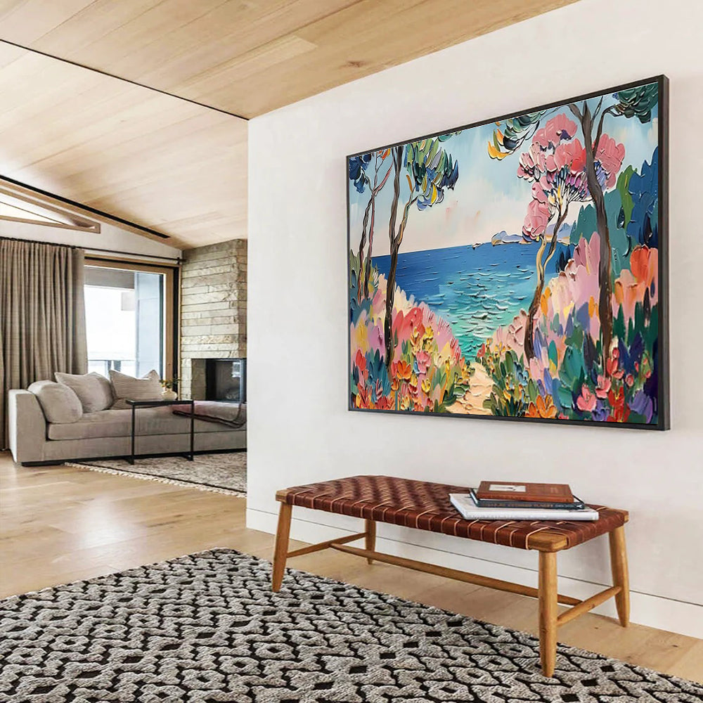 Coastal Path Abstract Painting for Beach House Bedrooms YHT423
