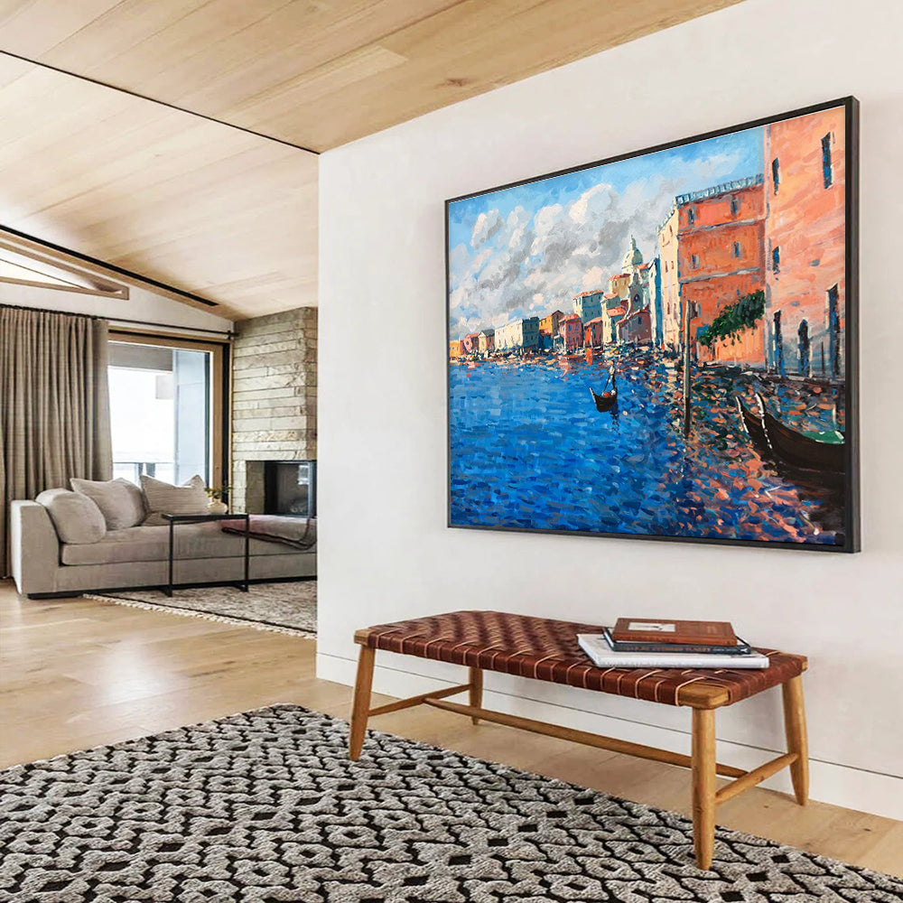 Venice Canal Abstract Painting for Italian Restaurant Private Dining Rooms YHT456