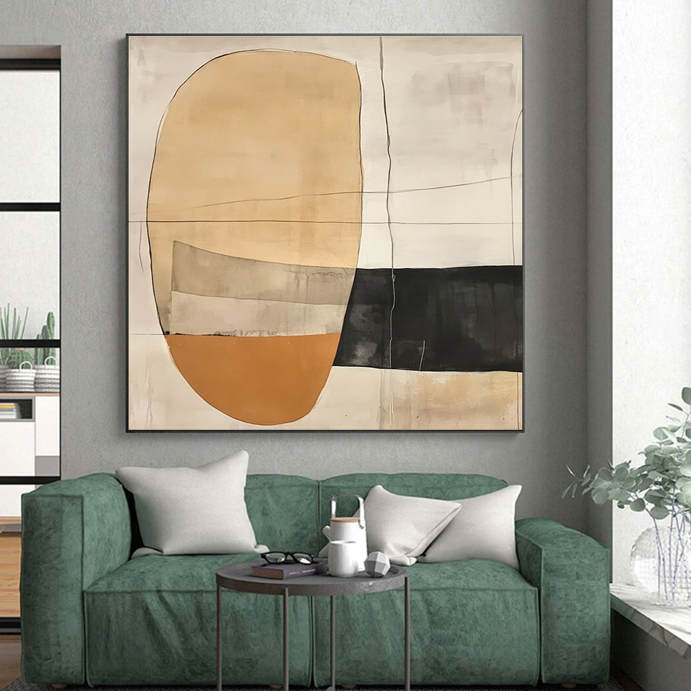 Layered Neutral Geometric Forms Abstract Painting with Subtle Depth WINK226