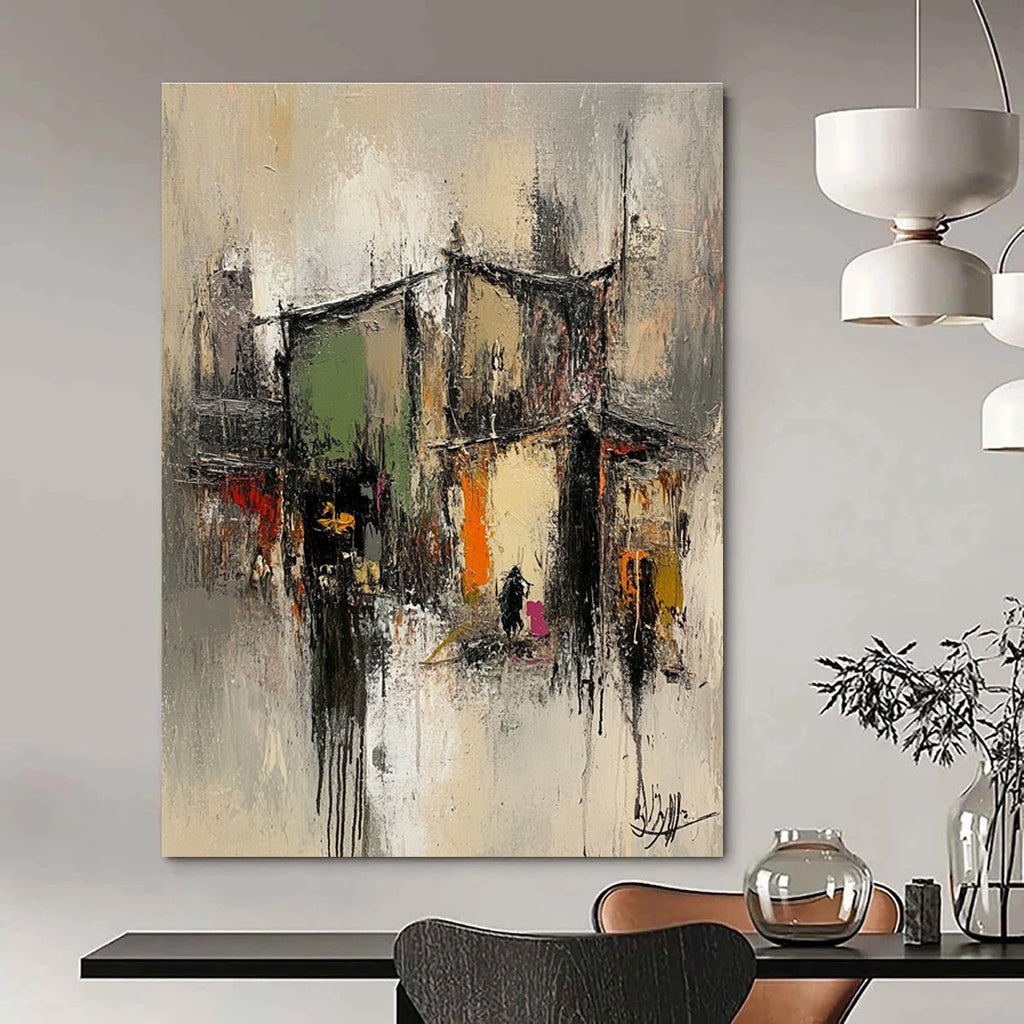Abstract Urban Street Scene Painting for Bohemian Cafes GAB1130