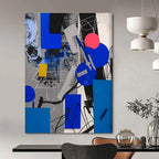 Blue - Gray Geometric Abstract Painting for Modern Office Lobbies HENG110