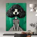 Whimsical Curly - Haired Dog Portrait Abstract Painting GAB0031