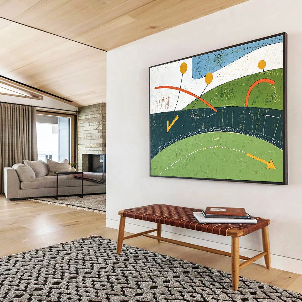 Colorful Geometric Nature with Playful Shapes Abstract Painting ABS317