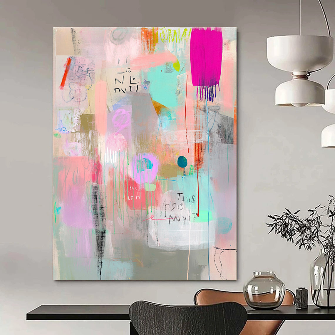 Pastel Abstract Layers Painting of Gentle Expressions GAB0158