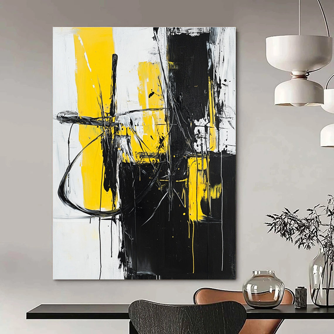 Yellow Black Abstract - Dynamic Color - Block Abstract Painting GAB0650