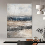 Gray and Blue Sea Abstract Painting for Coastal - Inspired Homes GAB0976