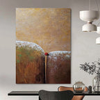 Two Forms with Red Sphere Abstract Painting for Thought - Provoking Study Spaces HENG033