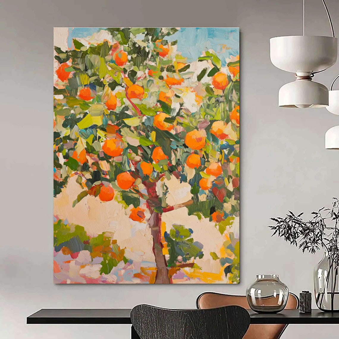Orange Grove Abstract Painting for Warm - Toned Living Rooms HENG439