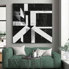Black and White Geometric Abstract Painting with Bold Structure WINK009