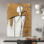 Minimalist Figure Abstract - Introspective Line Art Abstract Painting GAB0486