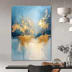 Gold and Blue Landscape Abstract Painting for Luxury - Themed Spa Retreats GAB0936