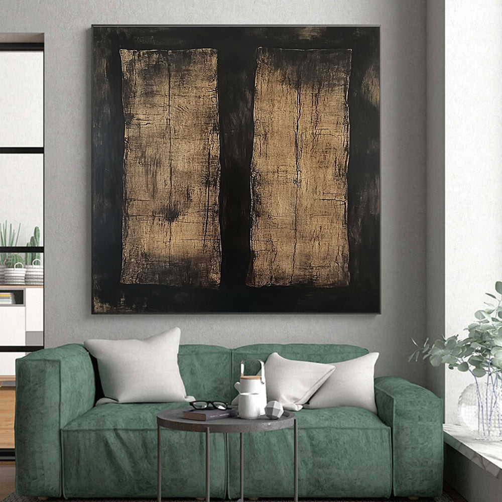 Dark Wood Textured Abstract Painting with Rustic Charm WINK796