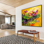 Vibrant Lotus Flowers with Expressive Brushstrokes Abstract Painting ABS354