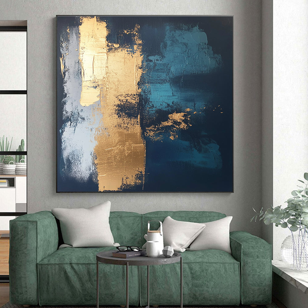 Dark Blue - Gold Abstract Painting with Mysterious Elegance WINK372