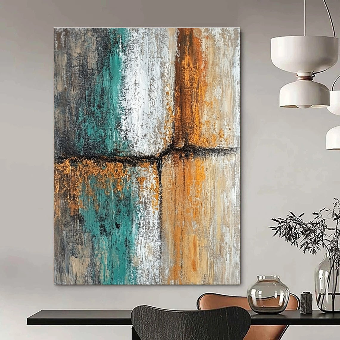 Textured Color Block Abstract Painting for Industrial - Style Lofts GAB1250