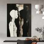 Black and White Silhouettes Emotional Abstract Painting for Introspective Spaces GAB1495