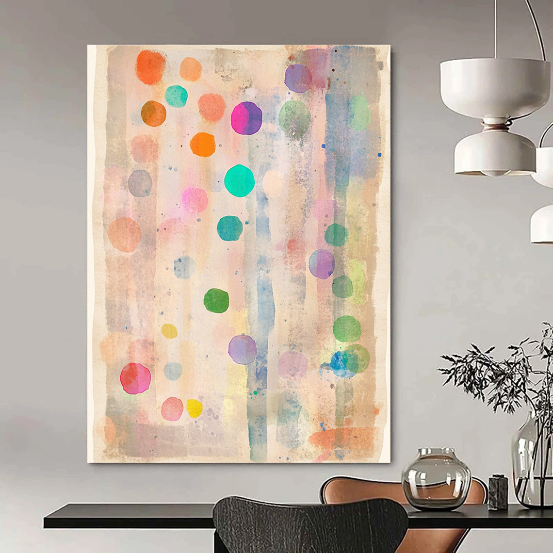 Colorful Dots Watercolor Abstract Painting of Playful Spots GAB0122