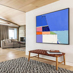 Colorful Coastal Abstract Painting with Geometric Shapes ABS310