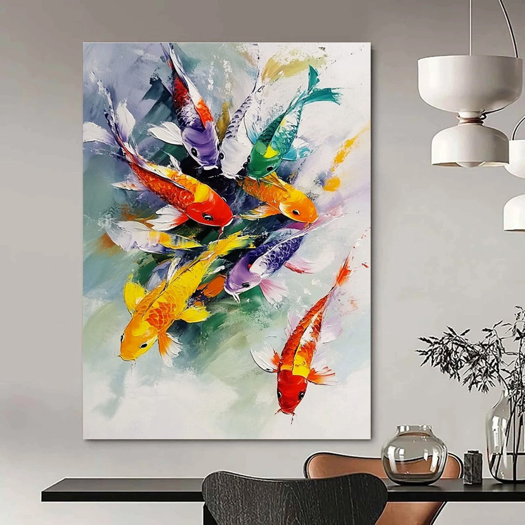 Colorful Koi Fish Painting of Vibrant Aquatic Energy GAB0146