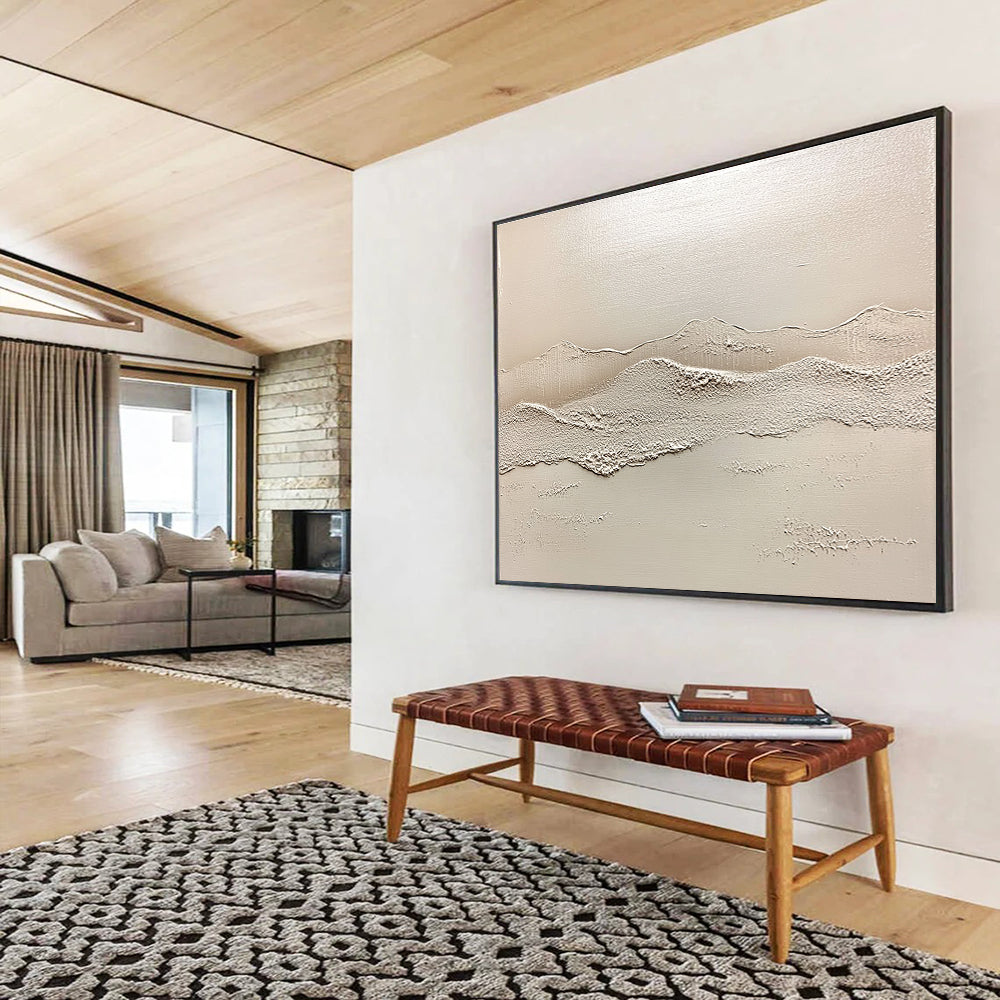 Minimalist Textured Mountains Abstract Painting with Subtle Elegance ABS619