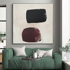 Dual Dark Shapes Abstract Painting with Understated Drama WINK168