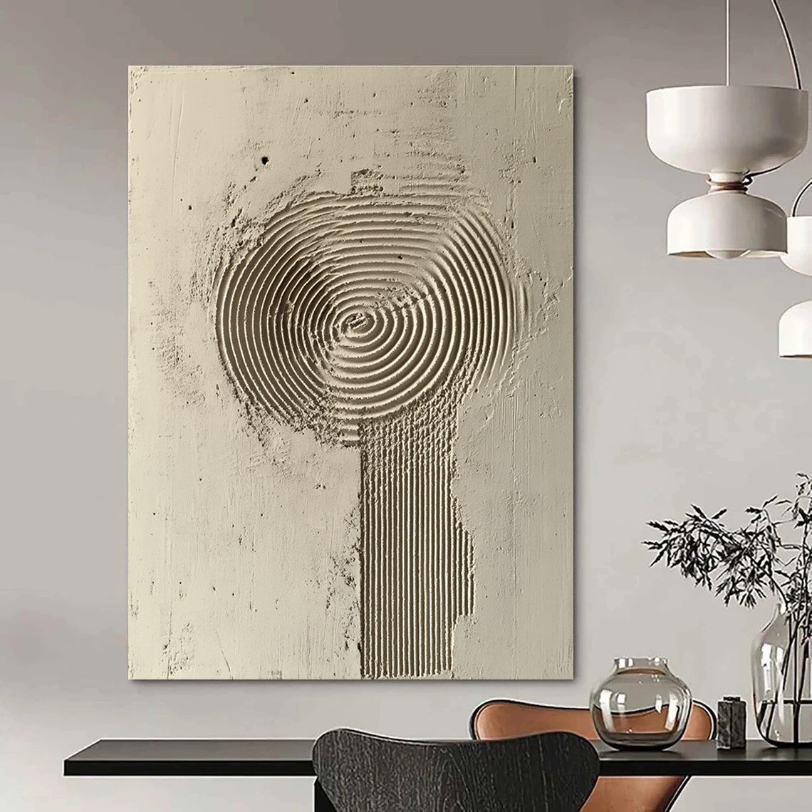 Textured Circles and Lines Abstract Painting for Contemporary Art Galleries GAB1346